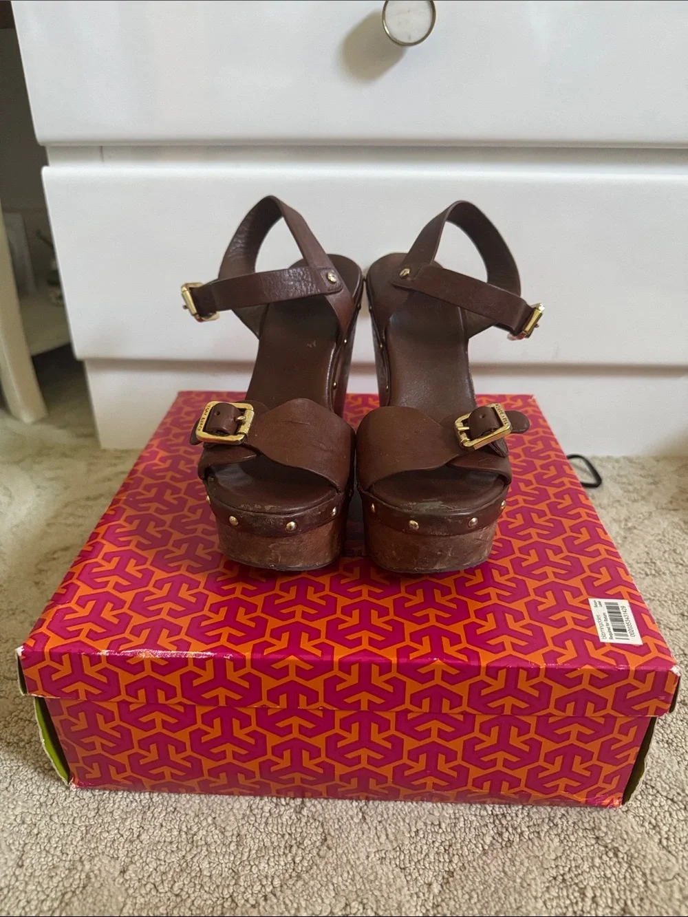 Tory Burch Tatum Wedges Size 7 Almond